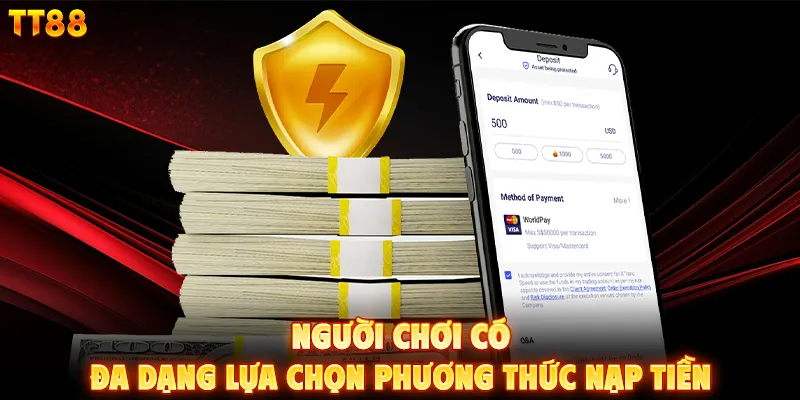 Người chơi có đa dạng lựa chọn phương thức nạp tiền
